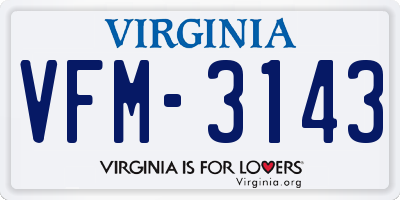 VA license plate VFM3143