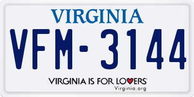 VA license plate VFM3144