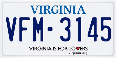 VA license plate VFM3145