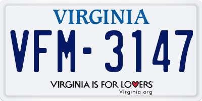 VA license plate VFM3147