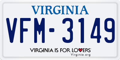 VA license plate VFM3149