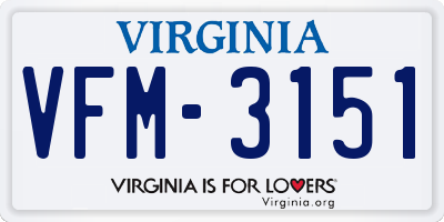 VA license plate VFM3151