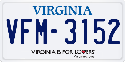 VA license plate VFM3152