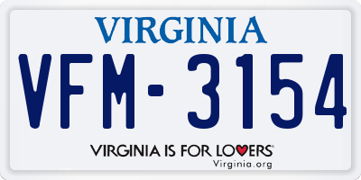 VA license plate VFM3154