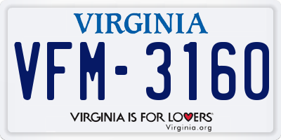VA license plate VFM3160