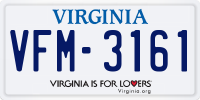 VA license plate VFM3161