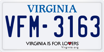 VA license plate VFM3163