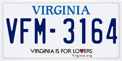 VA license plate VFM3164