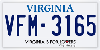 VA license plate VFM3165
