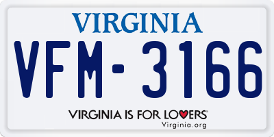 VA license plate VFM3166