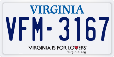 VA license plate VFM3167