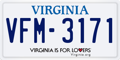 VA license plate VFM3171