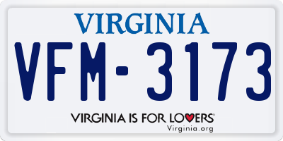 VA license plate VFM3173