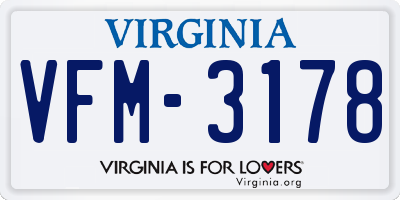 VA license plate VFM3178