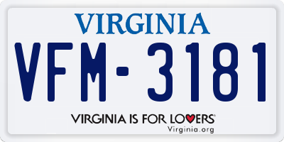 VA license plate VFM3181