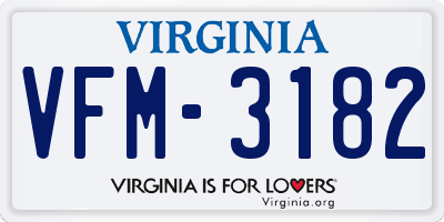 VA license plate VFM3182