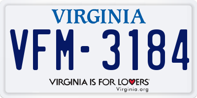 VA license plate VFM3184