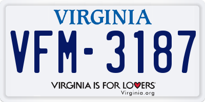 VA license plate VFM3187
