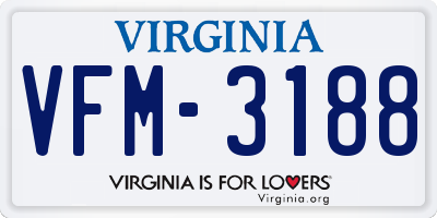 VA license plate VFM3188