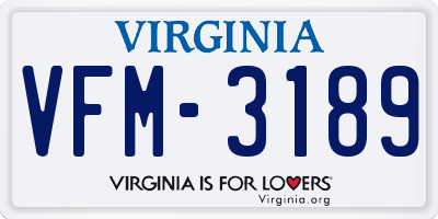 VA license plate VFM3189