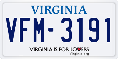 VA license plate VFM3191