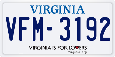 VA license plate VFM3192