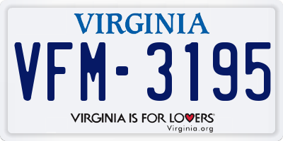 VA license plate VFM3195