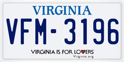 VA license plate VFM3196