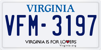 VA license plate VFM3197