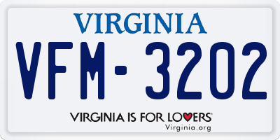 VA license plate VFM3202