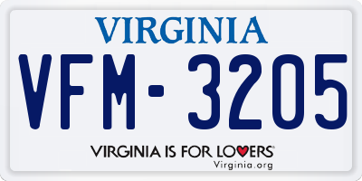 VA license plate VFM3205