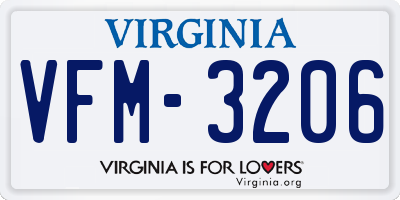 VA license plate VFM3206