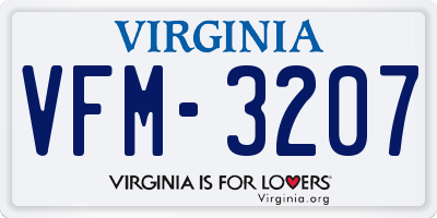 VA license plate VFM3207