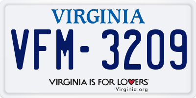 VA license plate VFM3209