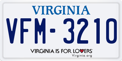 VA license plate VFM3210