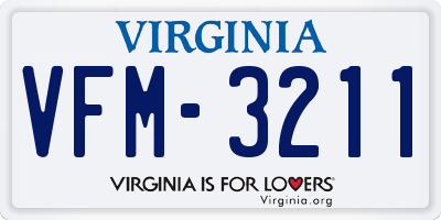 VA license plate VFM3211