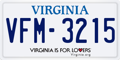 VA license plate VFM3215