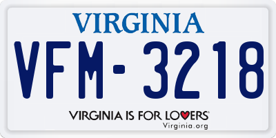 VA license plate VFM3218