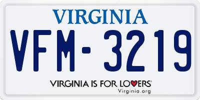 VA license plate VFM3219