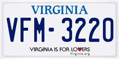 VA license plate VFM3220