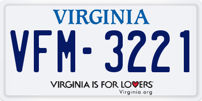 VA license plate VFM3221