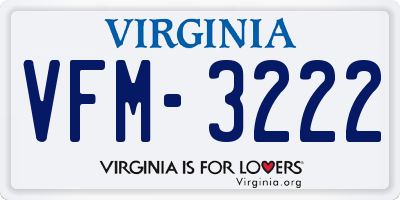 VA license plate VFM3222
