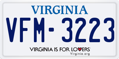 VA license plate VFM3223