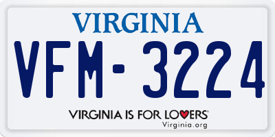 VA license plate VFM3224