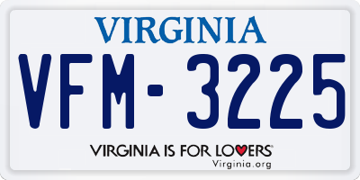 VA license plate VFM3225