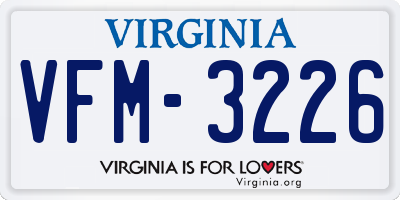 VA license plate VFM3226