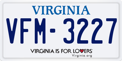VA license plate VFM3227