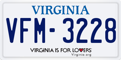 VA license plate VFM3228