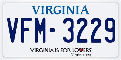 VA license plate VFM3229