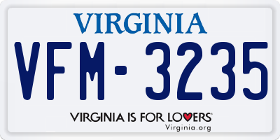 VA license plate VFM3235